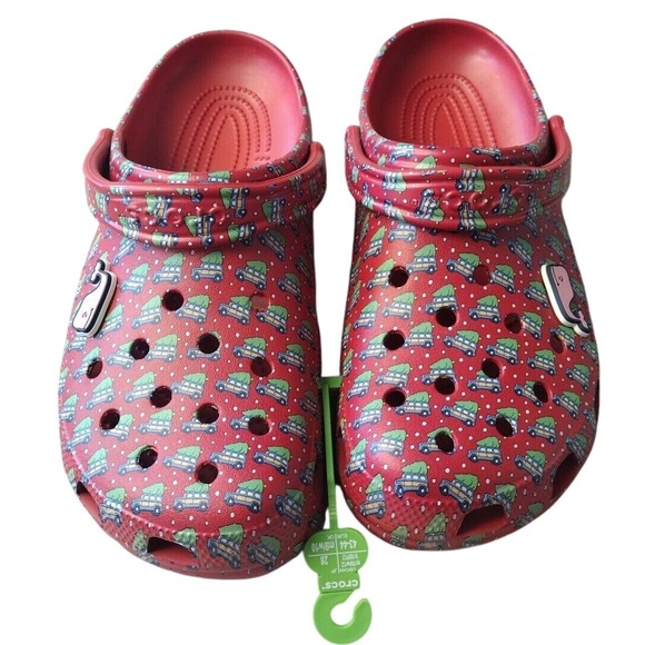 CROCS Other - Crocs Clogs Women 12 Man 10 Red Vineyard Vines Holiday Christmas Vacation Travel